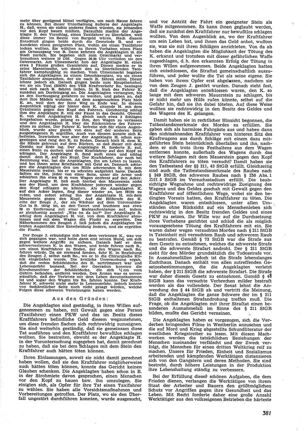 Neue Justiz (NJ), Zeitschrift für Recht und Rechtswissenschaft [Deutsche Demokratische Republik (DDR)], 9. Jahrgang 1955, Seite 381 (NJ DDR 1955, S. 381)