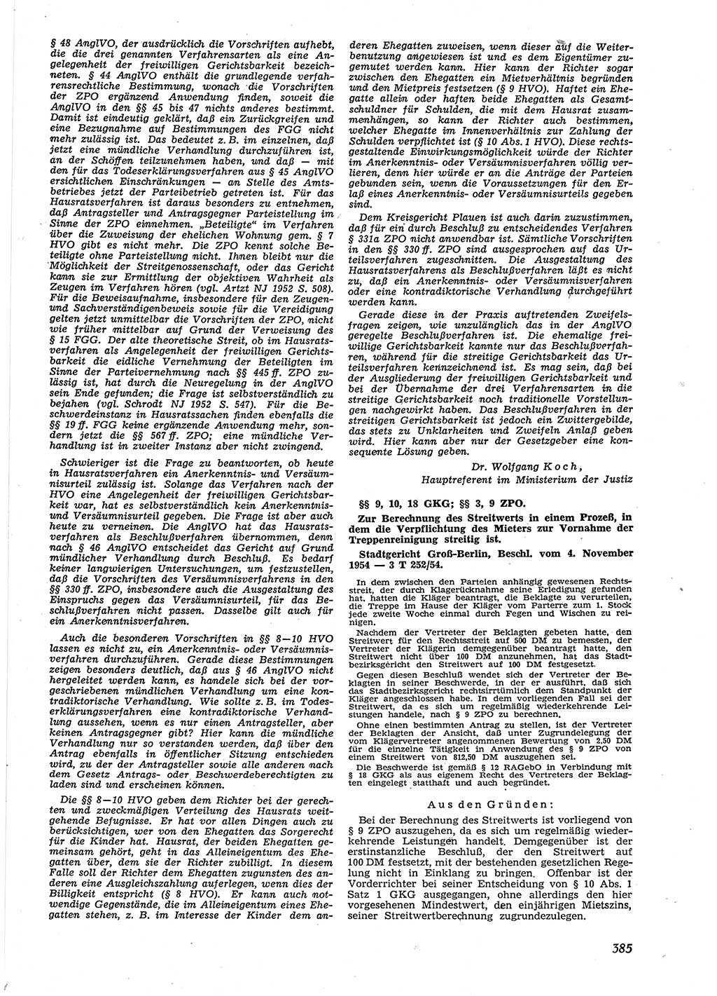 Neue Justiz (NJ), Zeitschrift für Recht und Rechtswissenschaft [Deutsche Demokratische Republik (DDR)], 9. Jahrgang 1955, Seite 385 (NJ DDR 1955, S. 385)