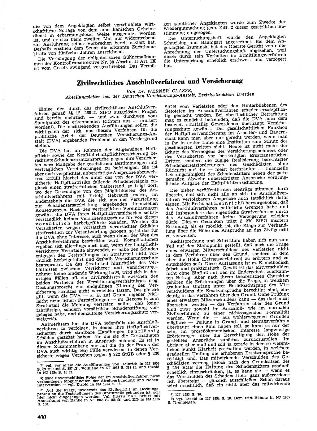 Neue Justiz (NJ), Zeitschrift für Recht und Rechtswissenschaft [Deutsche Demokratische Republik (DDR)], 9. Jahrgang 1955, Seite 400 (NJ DDR 1955, S. 400)