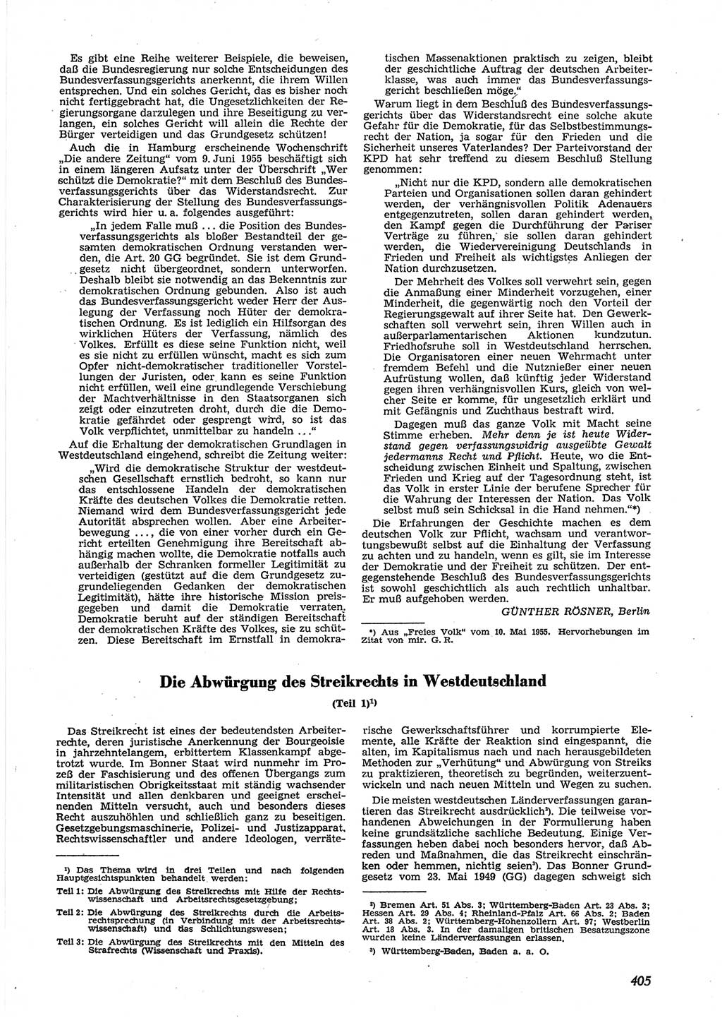 Neue Justiz (NJ), Zeitschrift für Recht und Rechtswissenschaft [Deutsche Demokratische Republik (DDR)], 9. Jahrgang 1955, Seite 405 (NJ DDR 1955, S. 405)