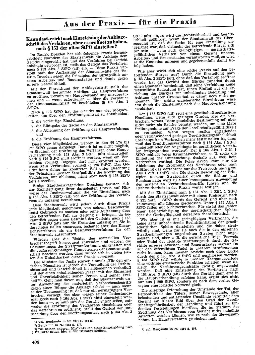 Neue Justiz (NJ), Zeitschrift für Recht und Rechtswissenschaft [Deutsche Demokratische Republik (DDR)], 9. Jahrgang 1955, Seite 408 (NJ DDR 1955, S. 408)