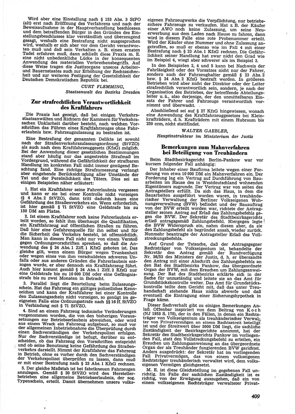Neue Justiz (NJ), Zeitschrift für Recht und Rechtswissenschaft [Deutsche Demokratische Republik (DDR)], 9. Jahrgang 1955, Seite 409 (NJ DDR 1955, S. 409)