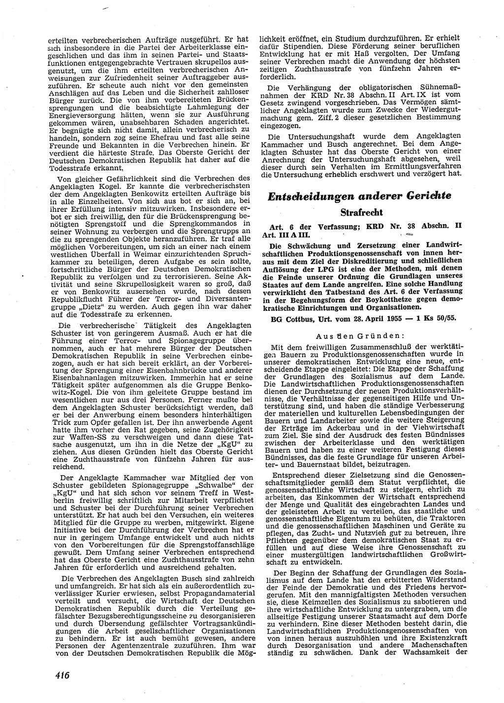 Neue Justiz (NJ), Zeitschrift für Recht und Rechtswissenschaft [Deutsche Demokratische Republik (DDR)], 9. Jahrgang 1955, Seite 416 (NJ DDR 1955, S. 416)