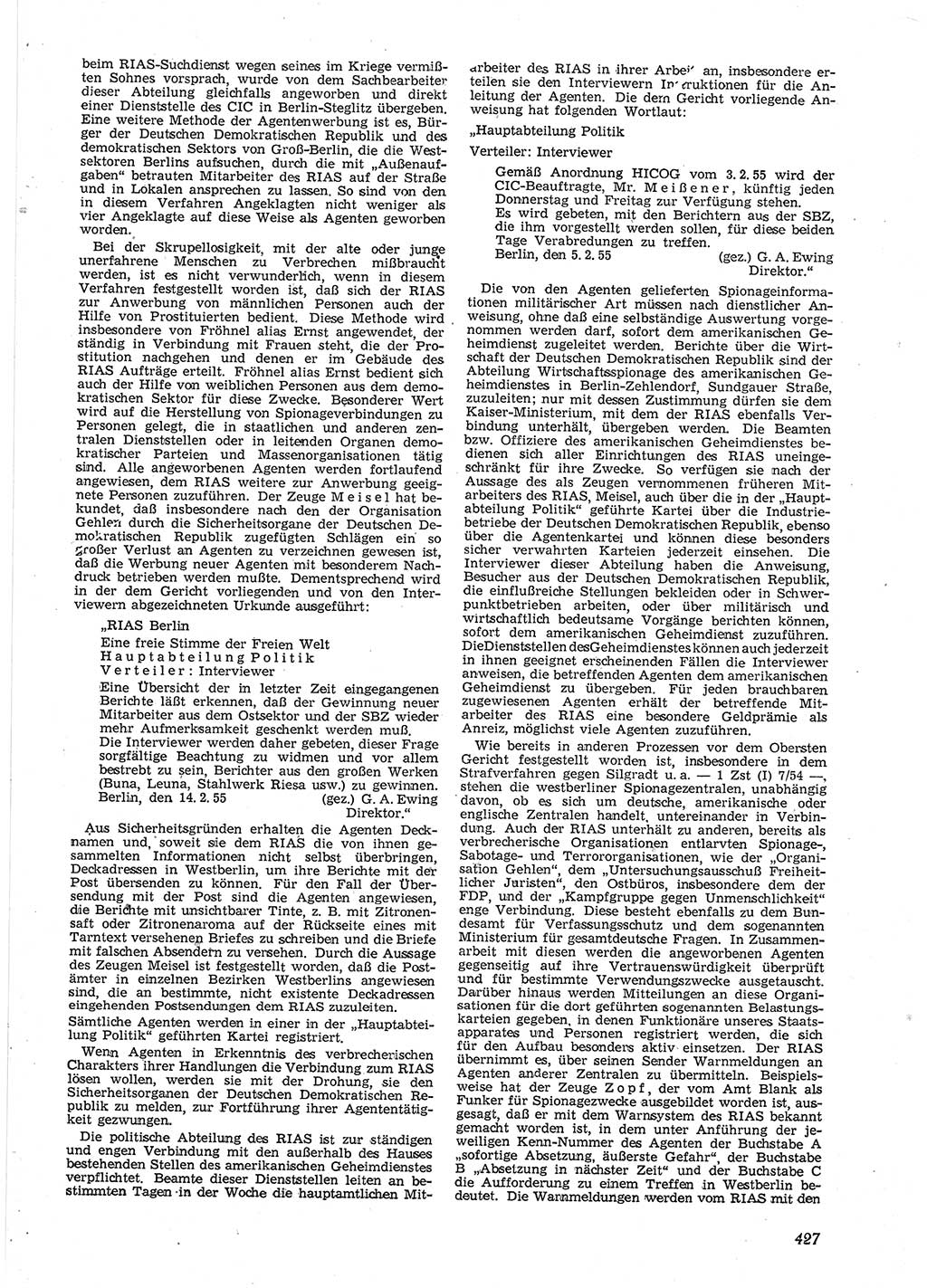 Neue Justiz (NJ), Zeitschrift für Recht und Rechtswissenschaft [Deutsche Demokratische Republik (DDR)], 9. Jahrgang 1955, Seite 427 (NJ DDR 1955, S. 427)