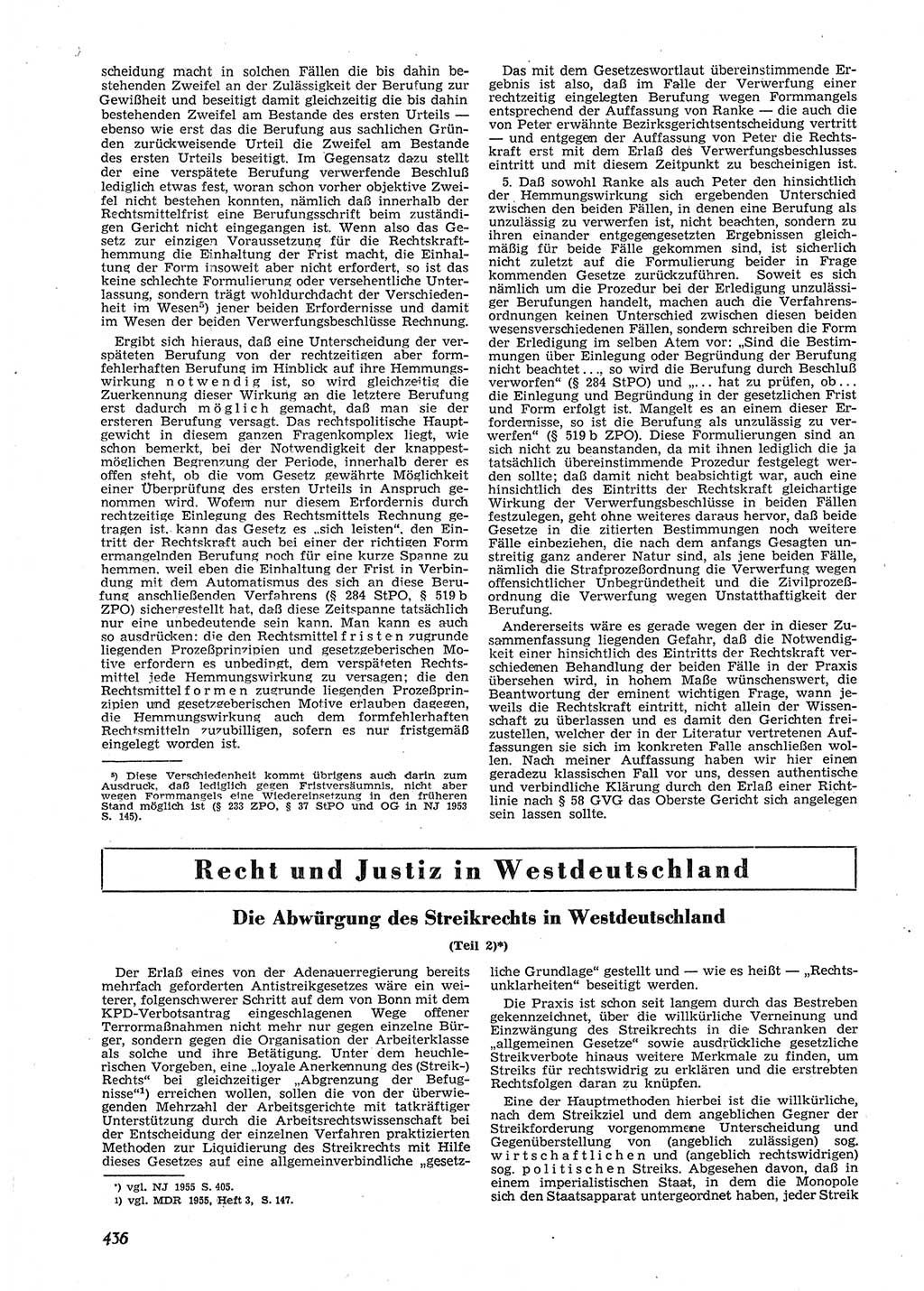 Neue Justiz (NJ), Zeitschrift für Recht und Rechtswissenschaft [Deutsche Demokratische Republik (DDR)], 9. Jahrgang 1955, Seite 436 (NJ DDR 1955, S. 436)