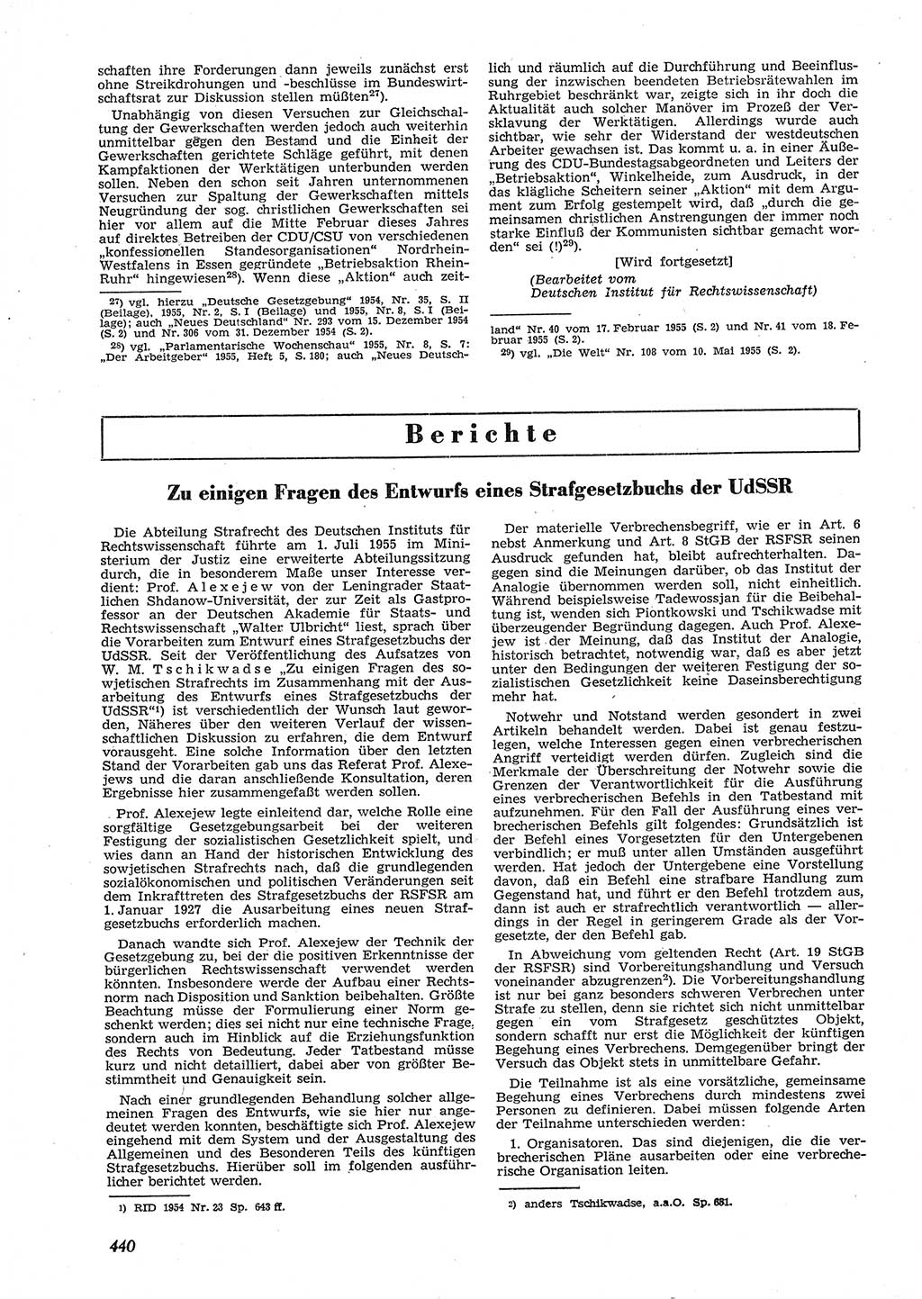 Neue Justiz (NJ), Zeitschrift für Recht und Rechtswissenschaft [Deutsche Demokratische Republik (DDR)], 9. Jahrgang 1955, Seite 440 (NJ DDR 1955, S. 440)
