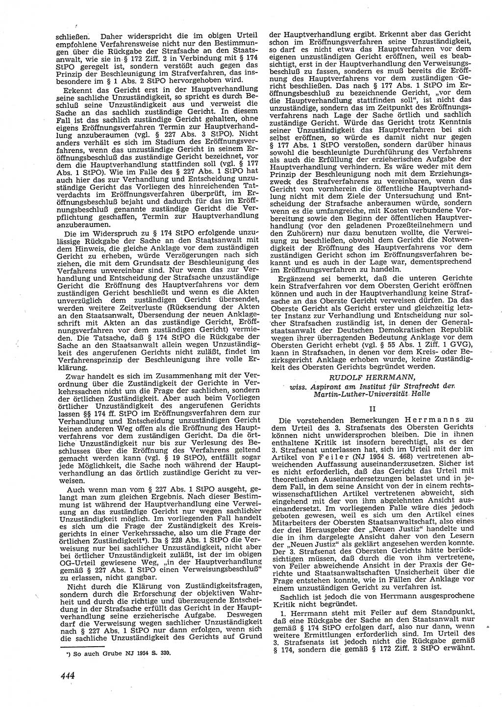 Neue Justiz (NJ), Zeitschrift für Recht und Rechtswissenschaft [Deutsche Demokratische Republik (DDR)], 9. Jahrgang 1955, Seite 444 (NJ DDR 1955, S. 444)