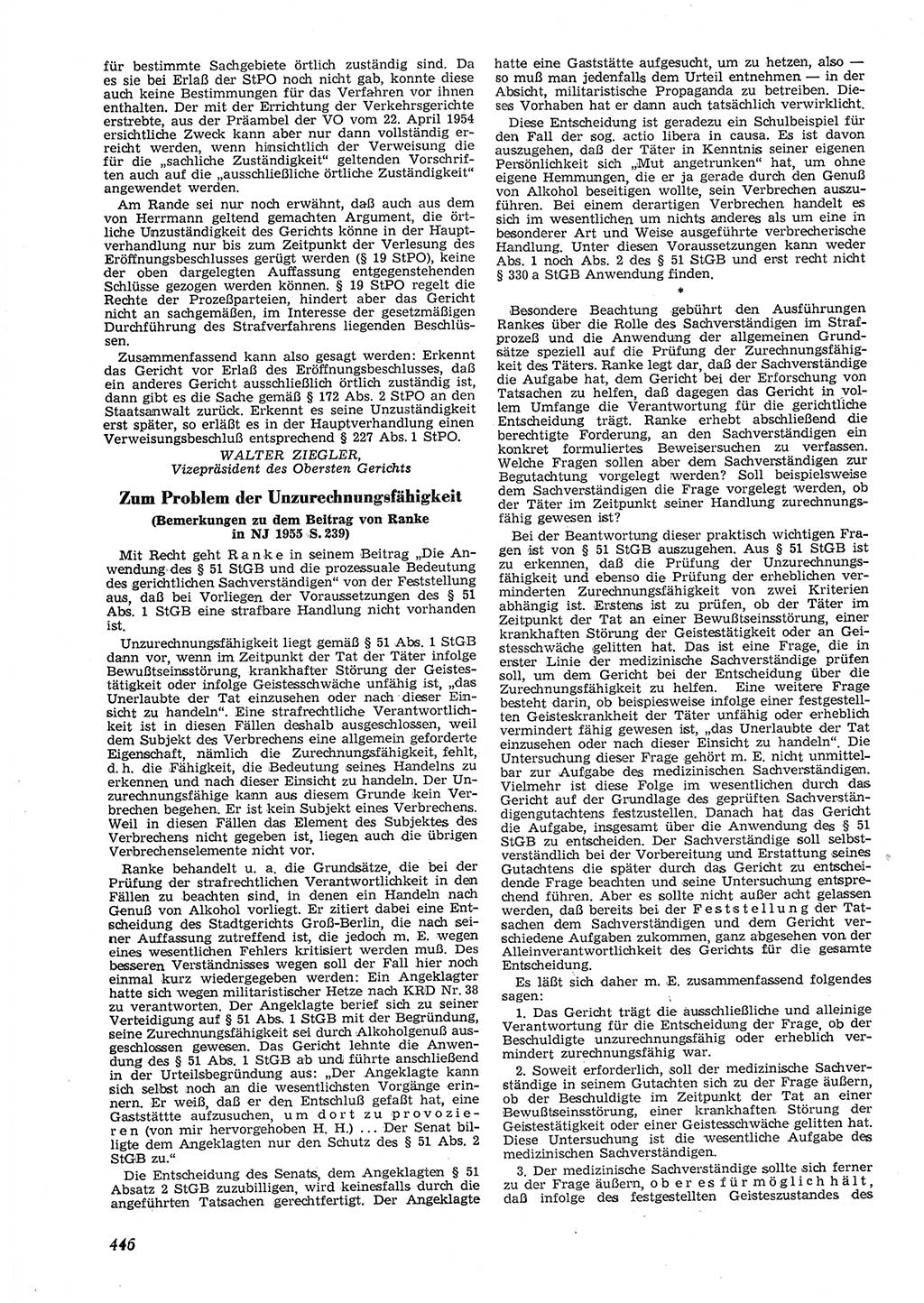 Neue Justiz (NJ), Zeitschrift für Recht und Rechtswissenschaft [Deutsche Demokratische Republik (DDR)], 9. Jahrgang 1955, Seite 446 (NJ DDR 1955, S. 446)