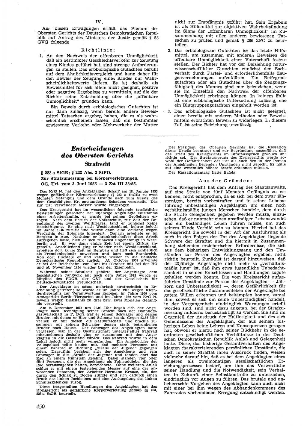 Neue Justiz (NJ), Zeitschrift für Recht und Rechtswissenschaft [Deutsche Demokratische Republik (DDR)], 9. Jahrgang 1955, Seite 450 (NJ DDR 1955, S. 450)