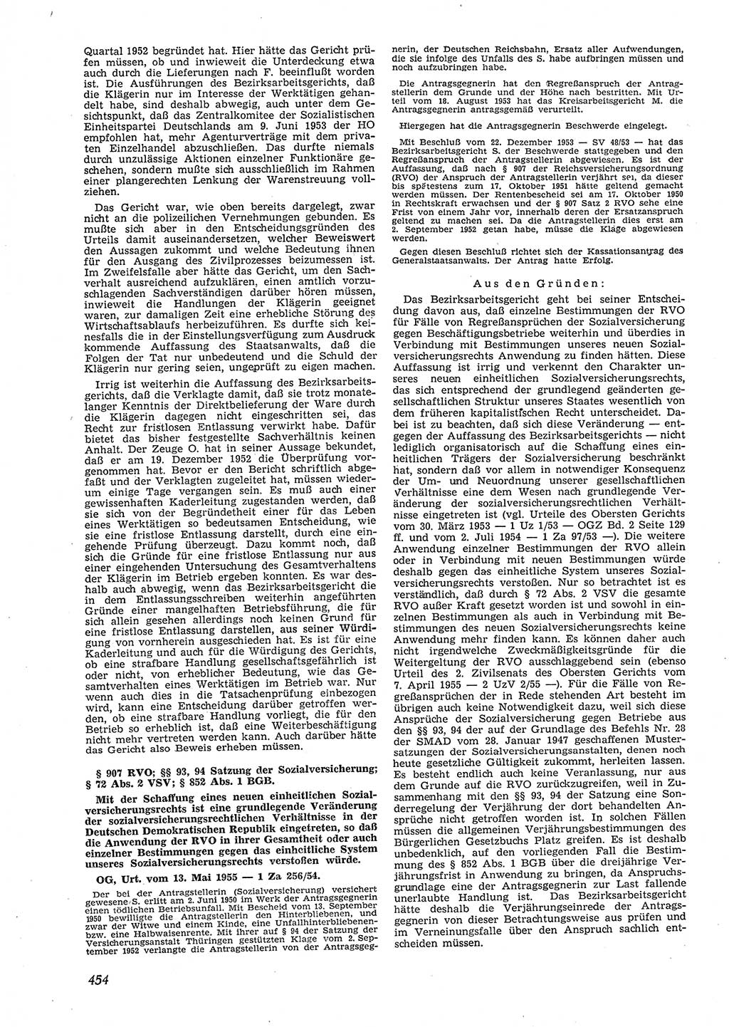 Neue Justiz (NJ), Zeitschrift für Recht und Rechtswissenschaft [Deutsche Demokratische Republik (DDR)], 9. Jahrgang 1955, Seite 454 (NJ DDR 1955, S. 454)