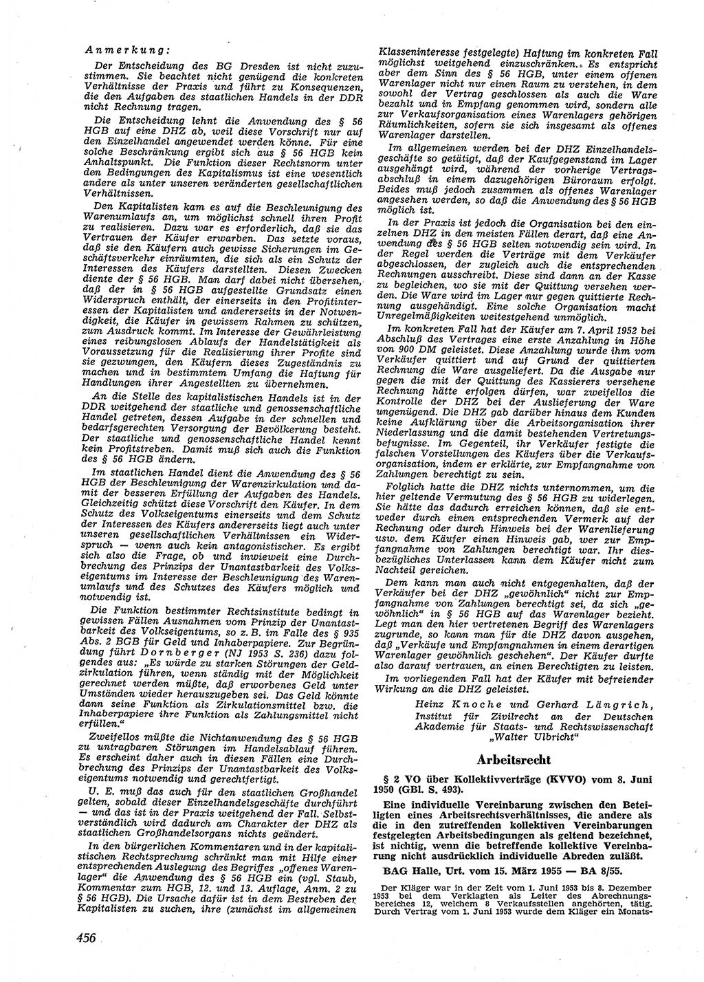 Neue Justiz (NJ), Zeitschrift für Recht und Rechtswissenschaft [Deutsche Demokratische Republik (DDR)], 9. Jahrgang 1955, Seite 456 (NJ DDR 1955, S. 456)