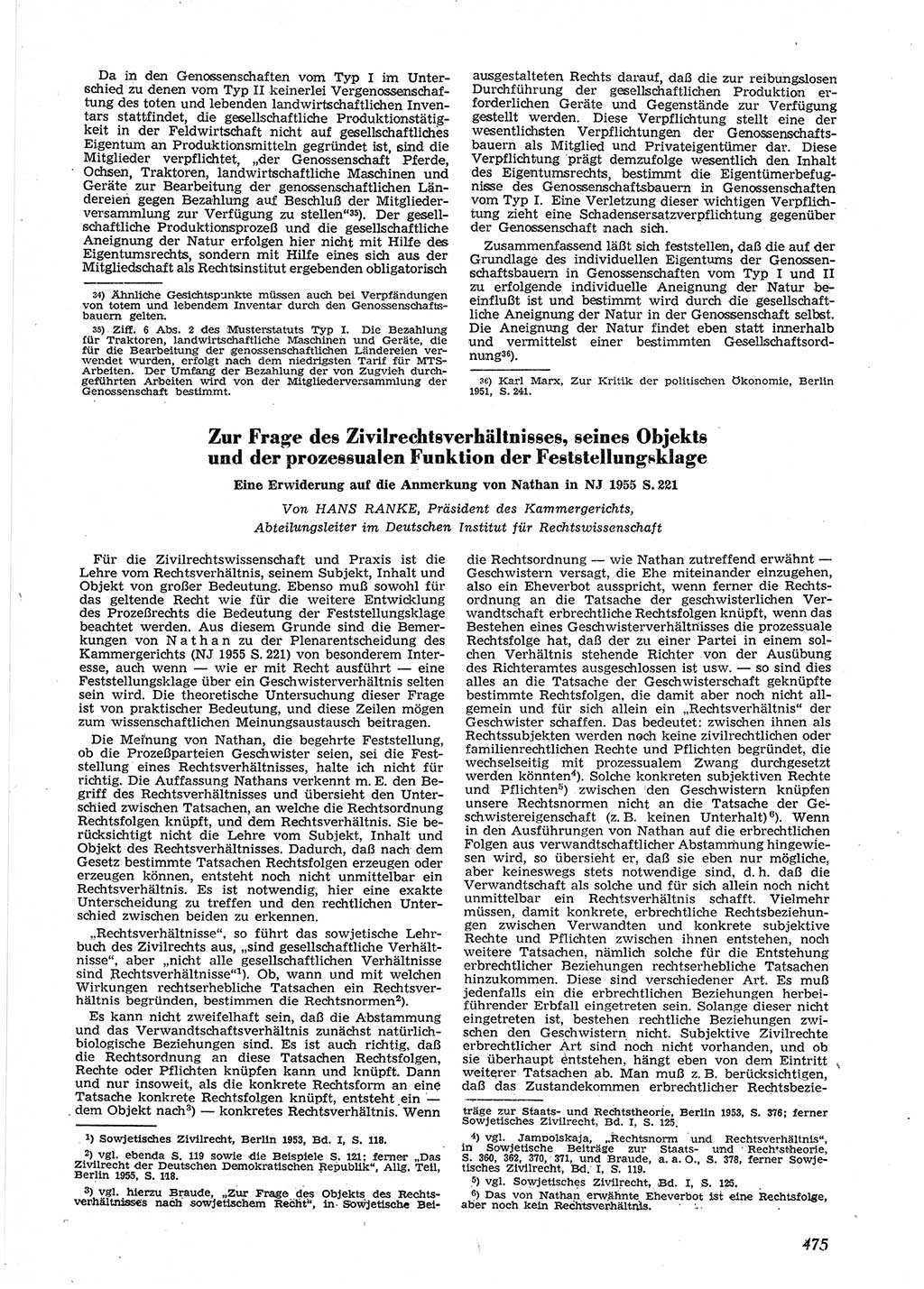 Neue Justiz (NJ), Zeitschrift für Recht und Rechtswissenschaft [Deutsche Demokratische Republik (DDR)], 9. Jahrgang 1955, Seite 475 (NJ DDR 1955, S. 475)