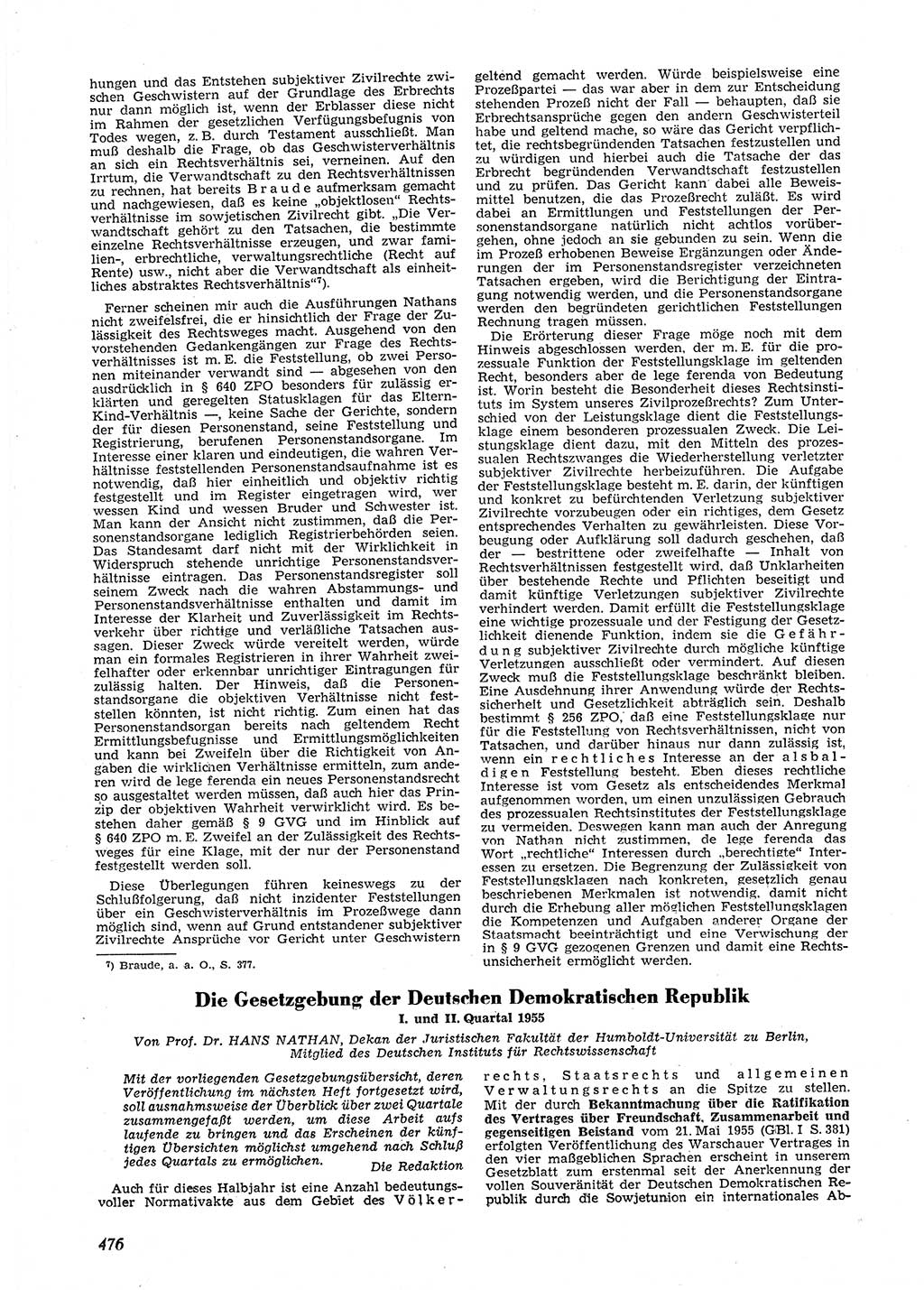 Neue Justiz (NJ), Zeitschrift für Recht und Rechtswissenschaft [Deutsche Demokratische Republik (DDR)], 9. Jahrgang 1955, Seite 476 (NJ DDR 1955, S. 476)