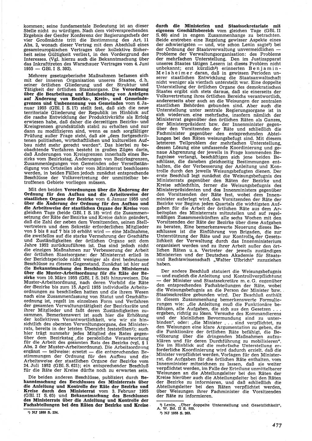 Neue Justiz (NJ), Zeitschrift für Recht und Rechtswissenschaft [Deutsche Demokratische Republik (DDR)], 9. Jahrgang 1955, Seite 477 (NJ DDR 1955, S. 477)
