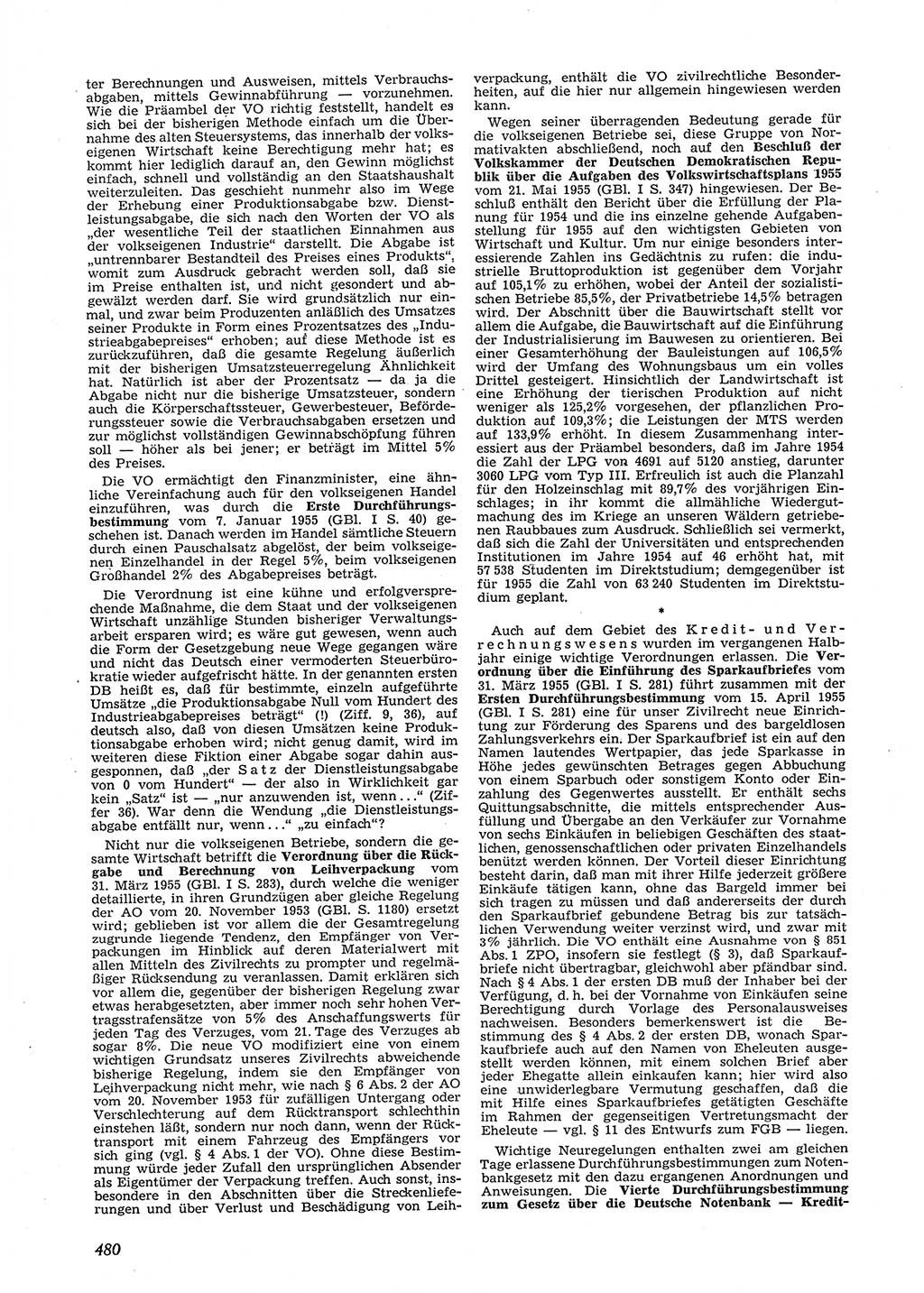 Neue Justiz (NJ), Zeitschrift für Recht und Rechtswissenschaft [Deutsche Demokratische Republik (DDR)], 9. Jahrgang 1955, Seite 480 (NJ DDR 1955, S. 480)