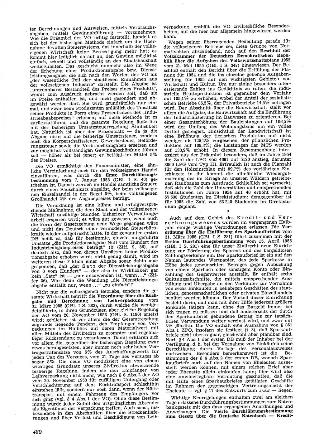 Neue Justiz (NJ), Zeitschrift für Recht und Rechtswissenschaft [Deutsche Demokratische Republik (DDR)], 9. Jahrgang 1955, Seite 480 (NJ DDR 1955, S. 480)