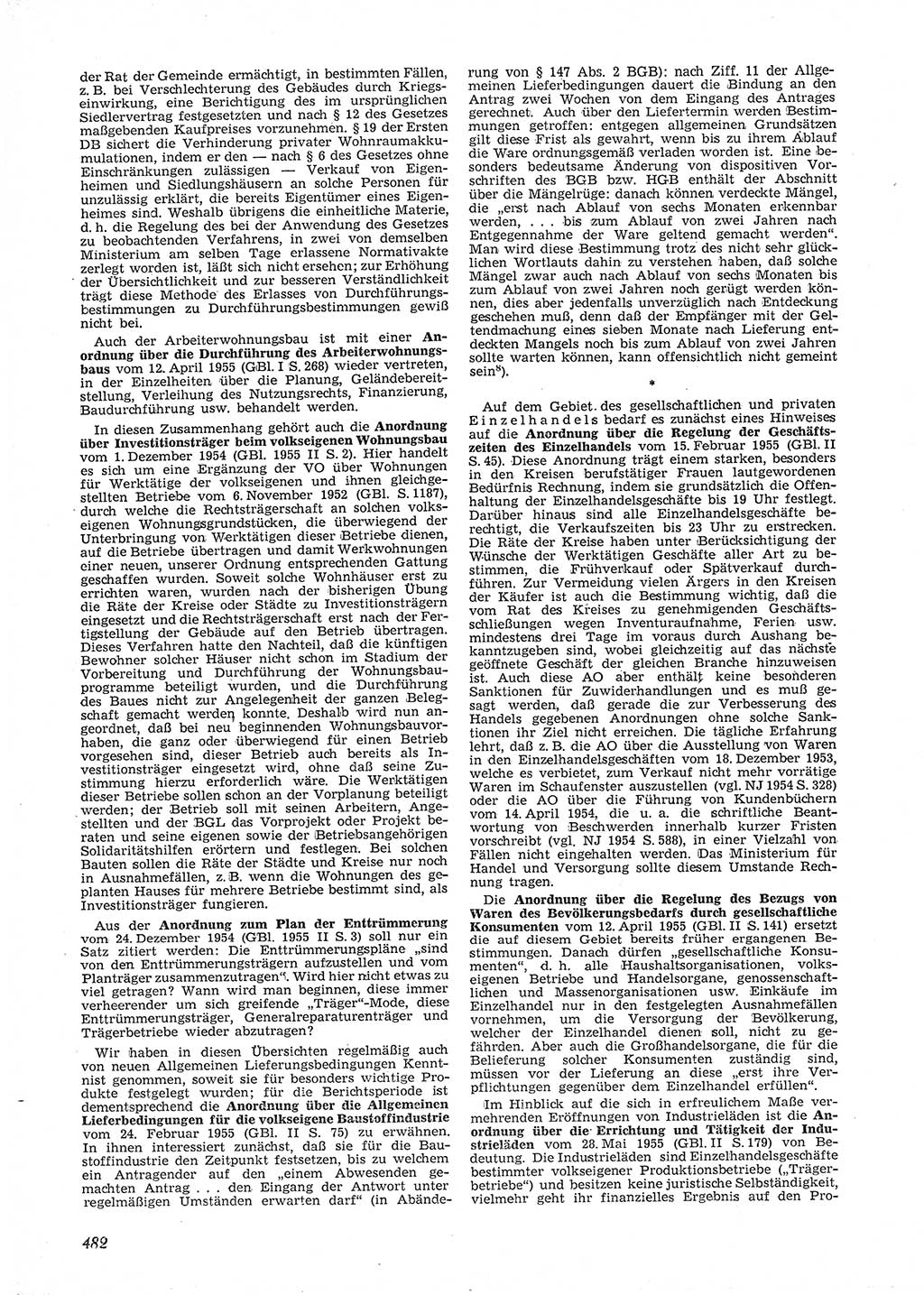 Neue Justiz (NJ), Zeitschrift für Recht und Rechtswissenschaft [Deutsche Demokratische Republik (DDR)], 9. Jahrgang 1955, Seite 482 (NJ DDR 1955, S. 482)