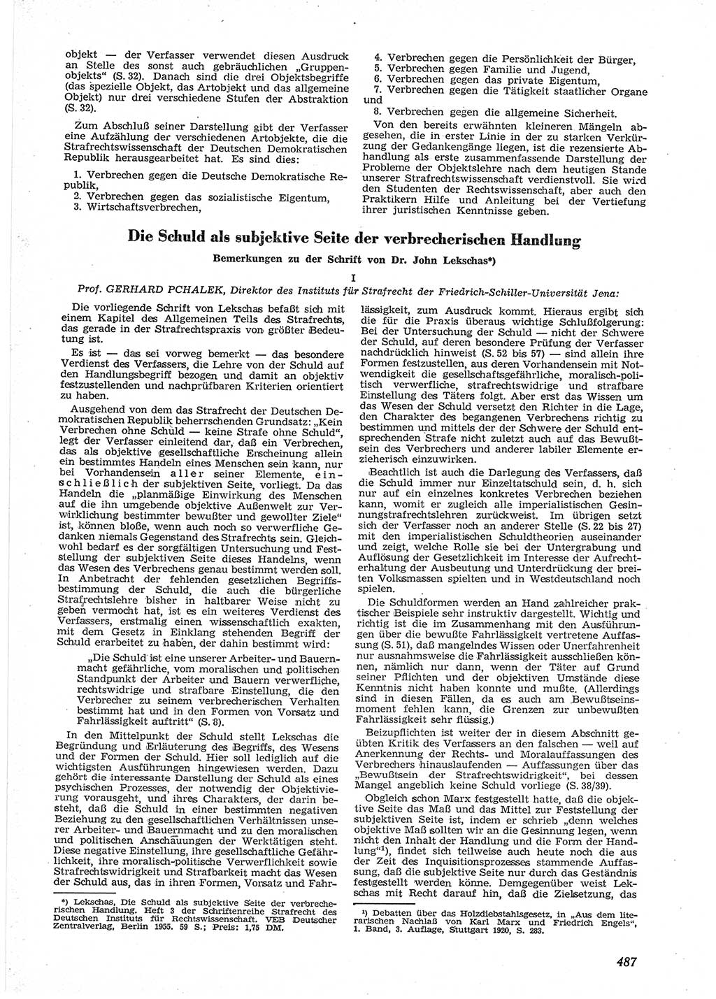 Neue Justiz (NJ), Zeitschrift für Recht und Rechtswissenschaft [Deutsche Demokratische Republik (DDR)], 9. Jahrgang 1955, Seite 487 (NJ DDR 1955, S. 487)