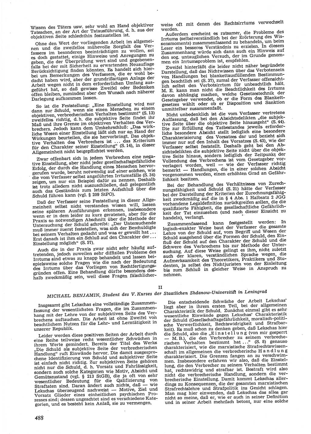 Neue Justiz (NJ), Zeitschrift für Recht und Rechtswissenschaft [Deutsche Demokratische Republik (DDR)], 9. Jahrgang 1955, Seite 488 (NJ DDR 1955, S. 488)