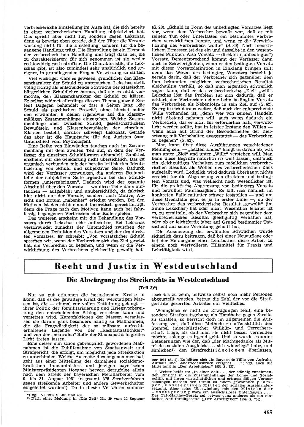 Neue Justiz (NJ), Zeitschrift für Recht und Rechtswissenschaft [Deutsche Demokratische Republik (DDR)], 9. Jahrgang 1955, Seite 489 (NJ DDR 1955, S. 489)