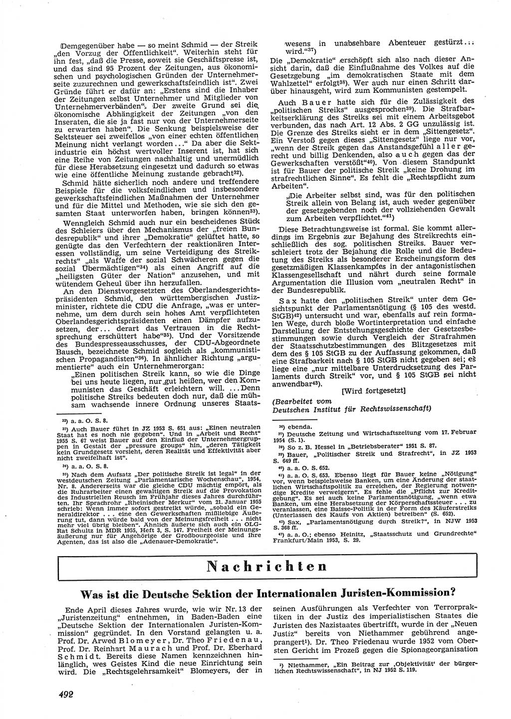 Neue Justiz (NJ), Zeitschrift für Recht und Rechtswissenschaft [Deutsche Demokratische Republik (DDR)], 9. Jahrgang 1955, Seite 492 (NJ DDR 1955, S. 492)