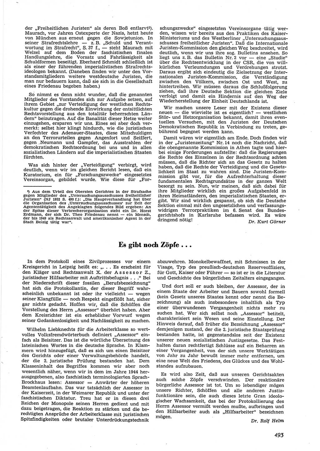 Neue Justiz (NJ), Zeitschrift für Recht und Rechtswissenschaft [Deutsche Demokratische Republik (DDR)], 9. Jahrgang 1955, Seite 493 (NJ DDR 1955, S. 493)