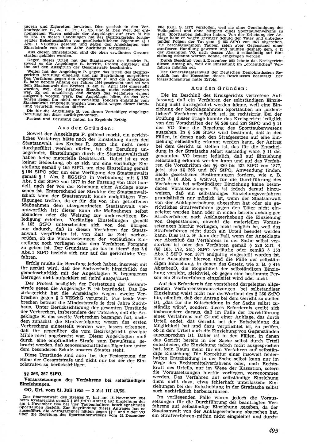 Neue Justiz (NJ), Zeitschrift für Recht und Rechtswissenschaft [Deutsche Demokratische Republik (DDR)], 9. Jahrgang 1955, Seite 495 (NJ DDR 1955, S. 495)
