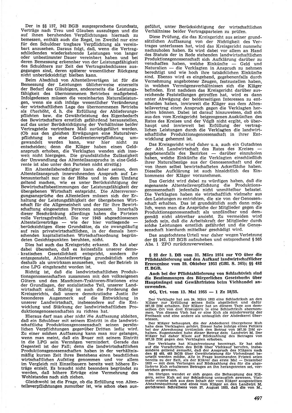 Neue Justiz (NJ), Zeitschrift für Recht und Rechtswissenschaft [Deutsche Demokratische Republik (DDR)], 9. Jahrgang 1955, Seite 497 (NJ DDR 1955, S. 497)
