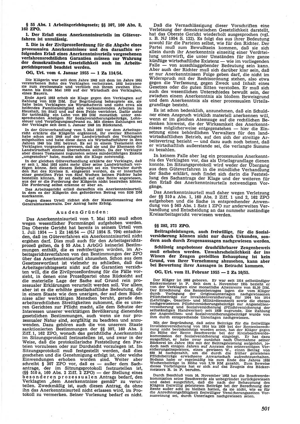 Neue Justiz (NJ), Zeitschrift für Recht und Rechtswissenschaft [Deutsche Demokratische Republik (DDR)], 9. Jahrgang 1955, Seite 501 (NJ DDR 1955, S. 501)