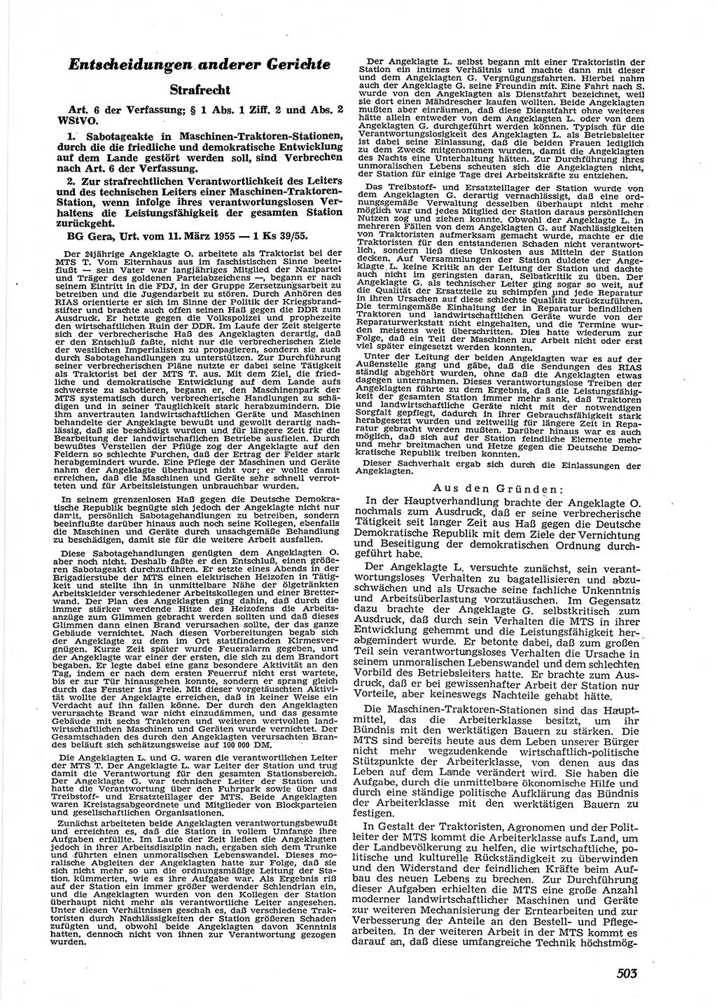 Neue Justiz (NJ), Zeitschrift für Recht und Rechtswissenschaft [Deutsche Demokratische Republik (DDR)], 9. Jahrgang 1955, Seite 503 (NJ DDR 1955, S. 503)
