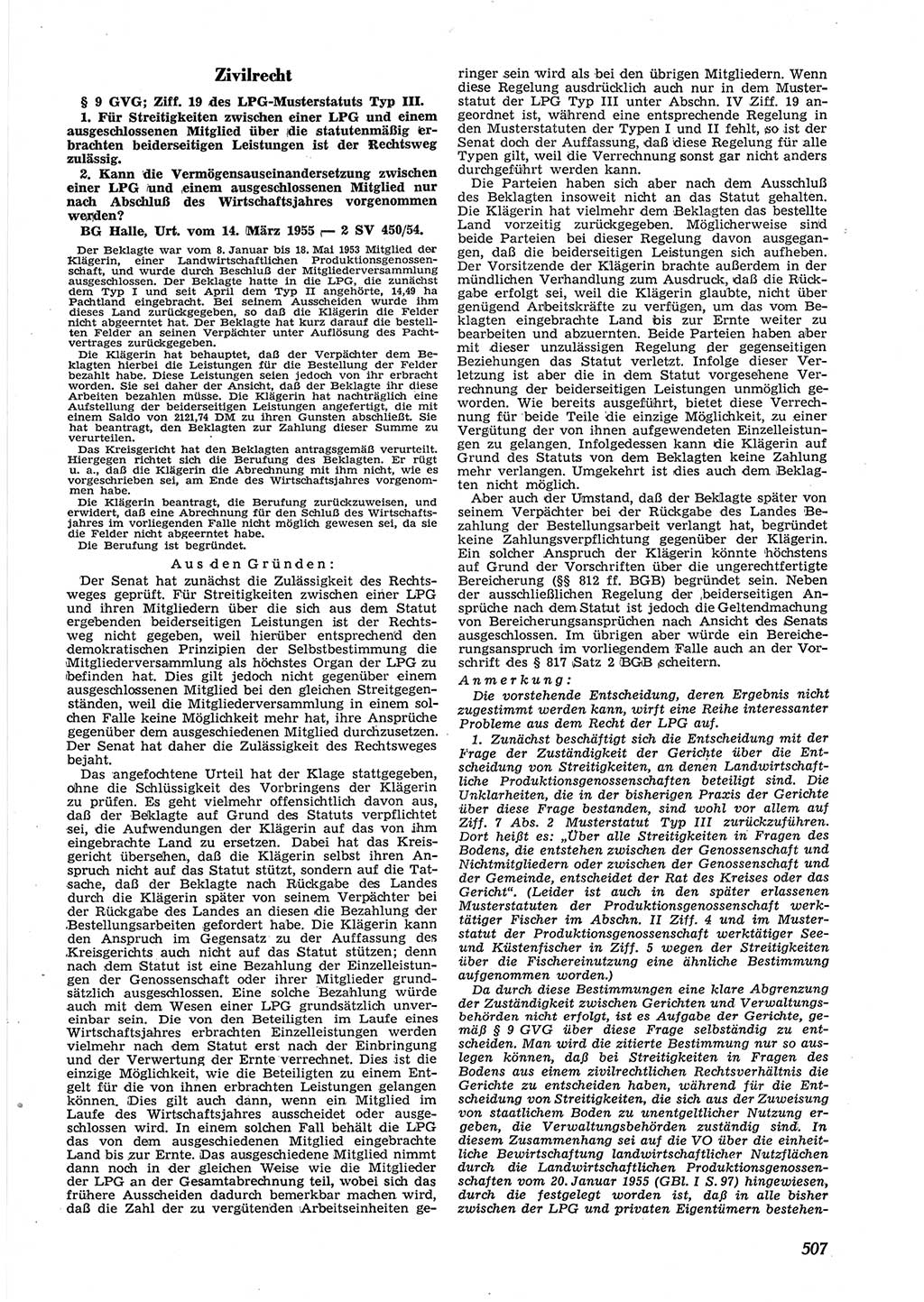 Neue Justiz (NJ), Zeitschrift für Recht und Rechtswissenschaft [Deutsche Demokratische Republik (DDR)], 9. Jahrgang 1955, Seite 507 (NJ DDR 1955, S. 507)