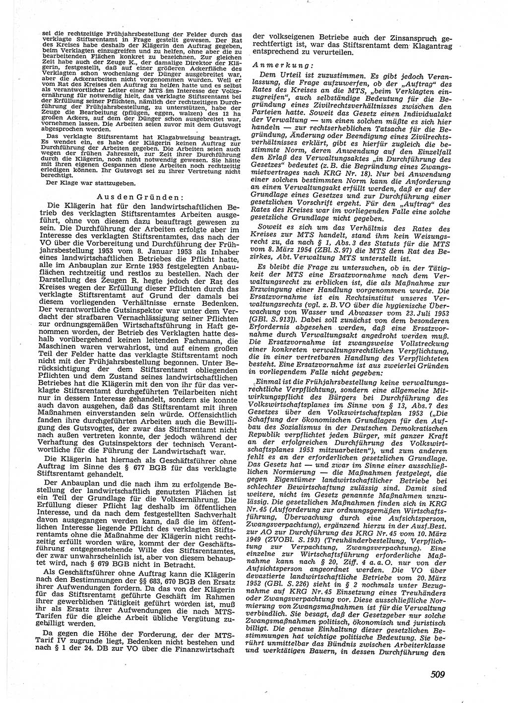 Neue Justiz (NJ), Zeitschrift für Recht und Rechtswissenschaft [Deutsche Demokratische Republik (DDR)], 9. Jahrgang 1955, Seite 509 (NJ DDR 1955, S. 509)