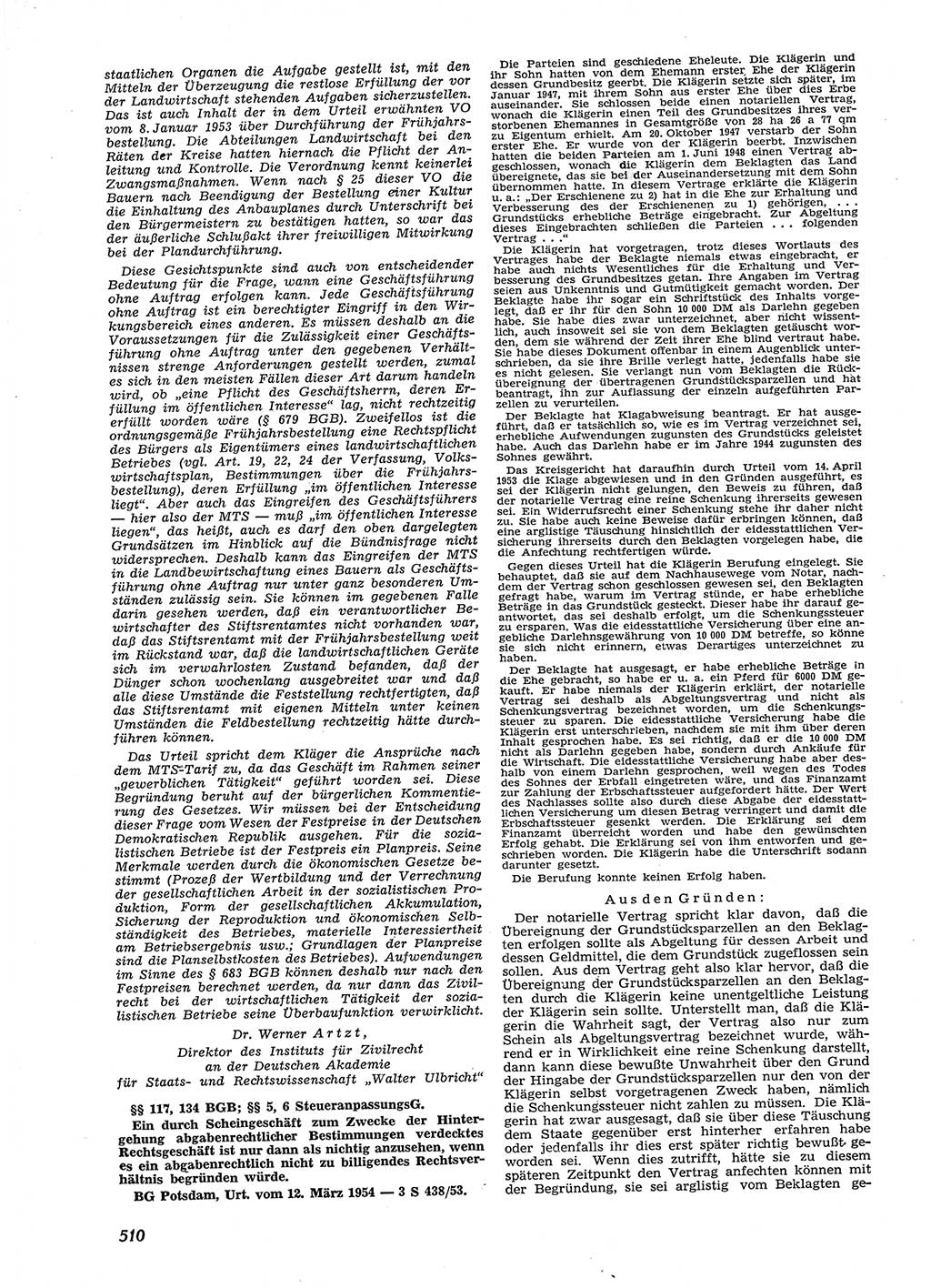 Neue Justiz (NJ), Zeitschrift für Recht und Rechtswissenschaft [Deutsche Demokratische Republik (DDR)], 9. Jahrgang 1955, Seite 510 (NJ DDR 1955, S. 510)