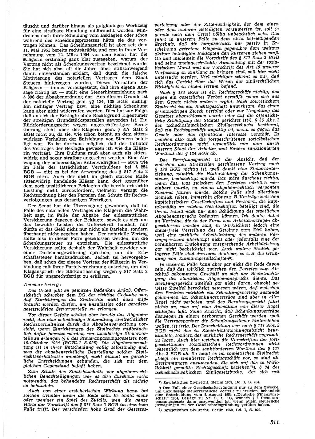 Neue Justiz (NJ), Zeitschrift für Recht und Rechtswissenschaft [Deutsche Demokratische Republik (DDR)], 9. Jahrgang 1955, Seite 511 (NJ DDR 1955, S. 511)