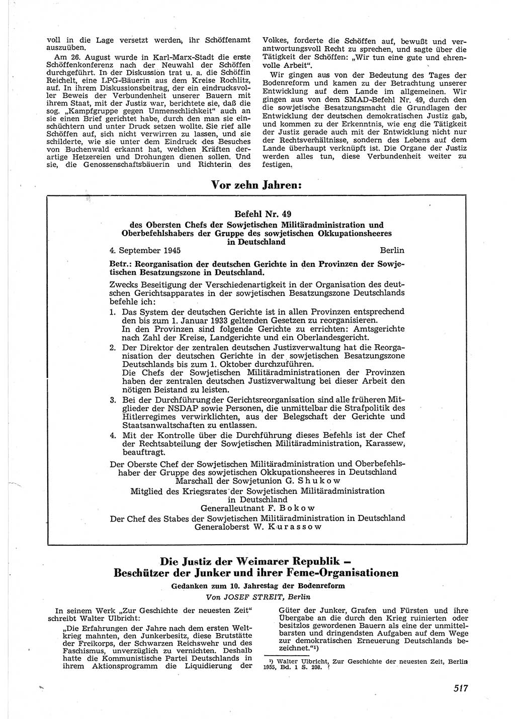 Neue Justiz (NJ), Zeitschrift für Recht und Rechtswissenschaft [Deutsche Demokratische Republik (DDR)], 9. Jahrgang 1955, Seite 517 (NJ DDR 1955, S. 517)