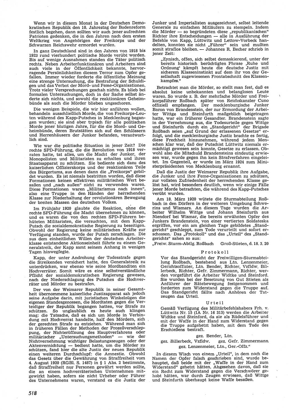 Neue Justiz (NJ), Zeitschrift für Recht und Rechtswissenschaft [Deutsche Demokratische Republik (DDR)], 9. Jahrgang 1955, Seite 518 (NJ DDR 1955, S. 518)
