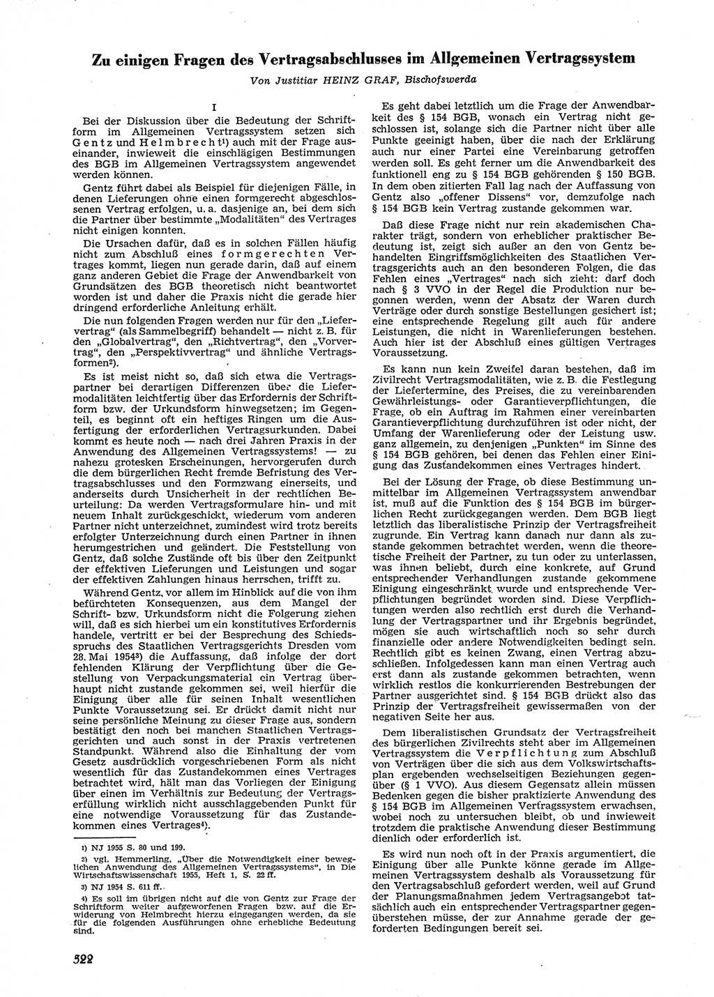 Neue Justiz (NJ), Zeitschrift für Recht und Rechtswissenschaft [Deutsche Demokratische Republik (DDR)], 9. Jahrgang 1955, Seite 522 (NJ DDR 1955, S. 522)