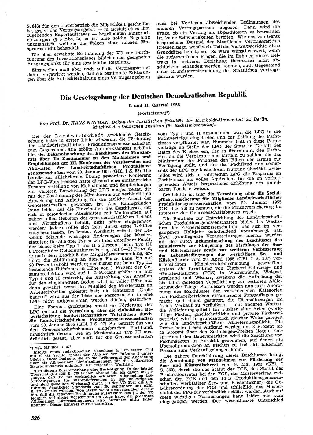 Neue Justiz (NJ), Zeitschrift für Recht und Rechtswissenschaft [Deutsche Demokratische Republik (DDR)], 9. Jahrgang 1955, Seite 526 (NJ DDR 1955, S. 526)