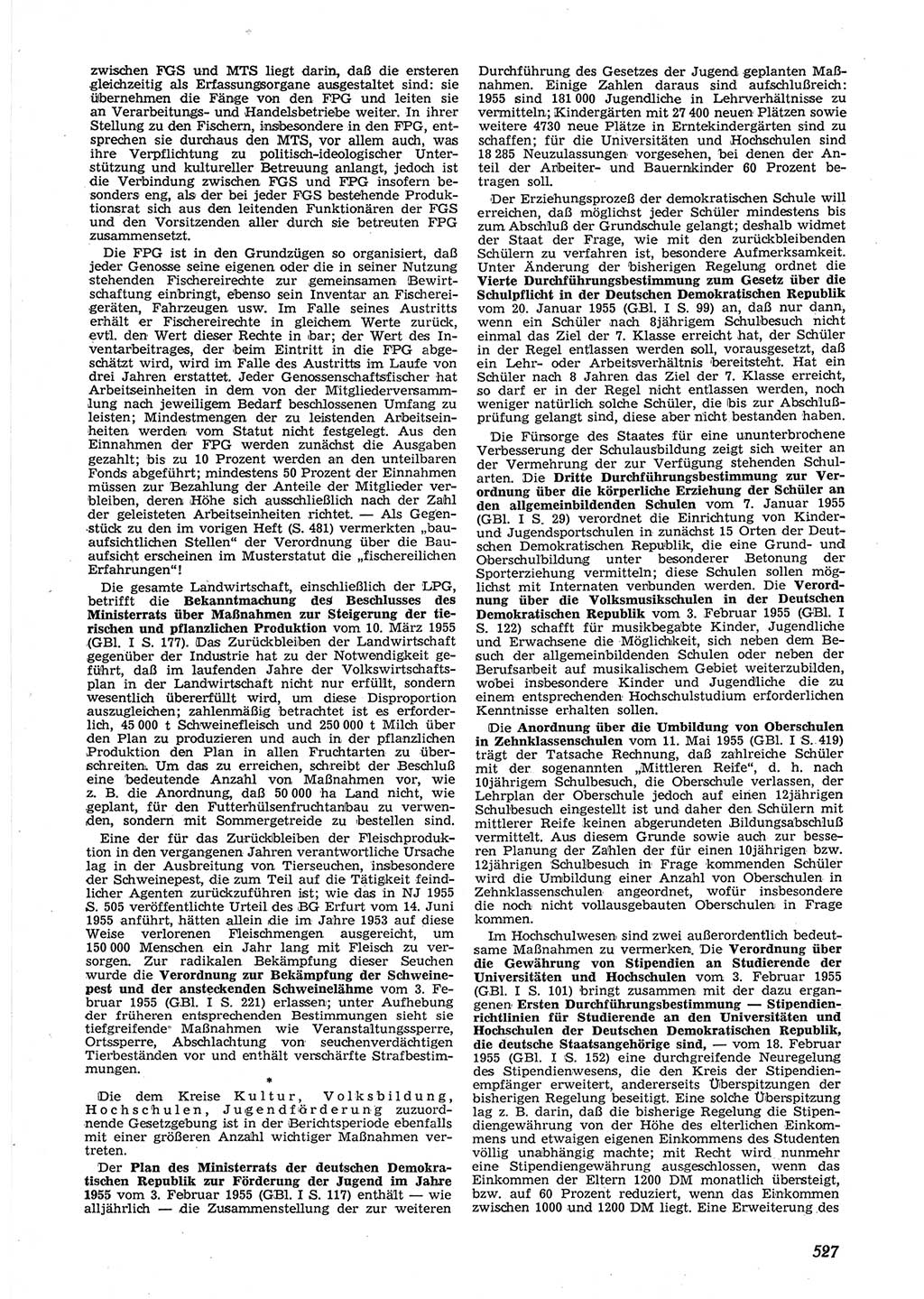 Neue Justiz (NJ), Zeitschrift für Recht und Rechtswissenschaft [Deutsche Demokratische Republik (DDR)], 9. Jahrgang 1955, Seite 527 (NJ DDR 1955, S. 527)