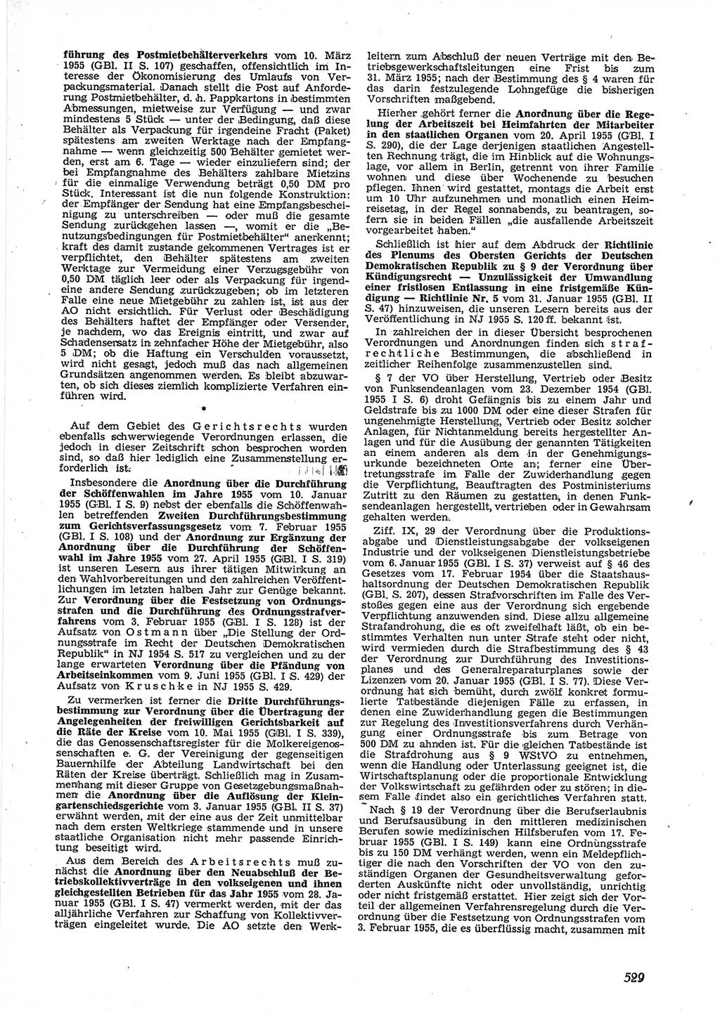 Neue Justiz (NJ), Zeitschrift für Recht und Rechtswissenschaft [Deutsche Demokratische Republik (DDR)], 9. Jahrgang 1955, Seite 529 (NJ DDR 1955, S. 529)
