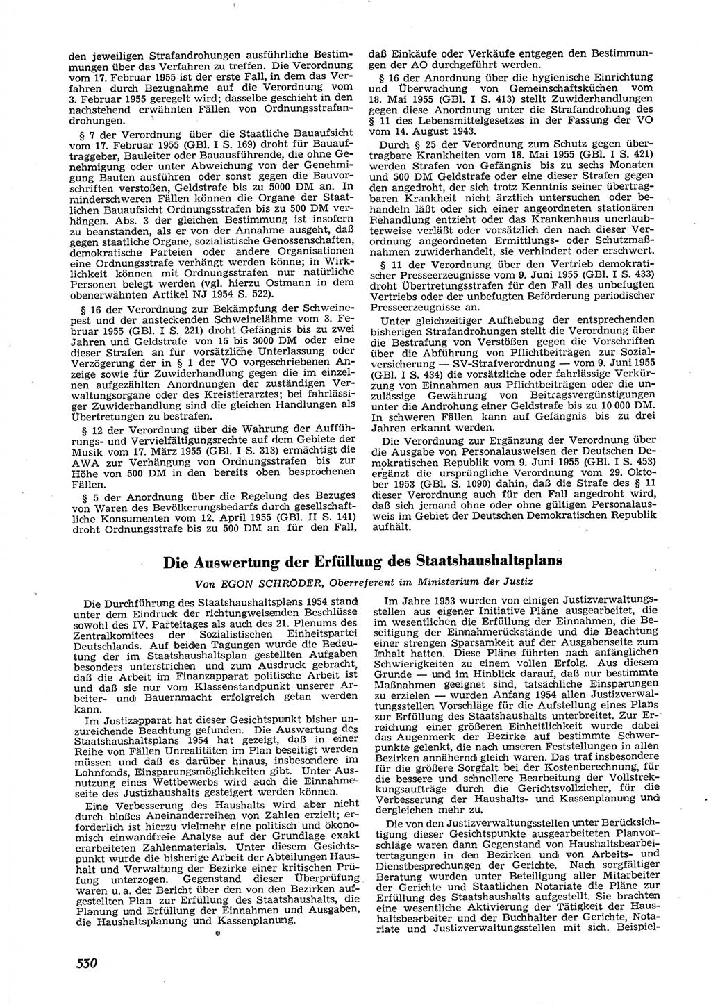 Neue Justiz (NJ), Zeitschrift für Recht und Rechtswissenschaft [Deutsche Demokratische Republik (DDR)], 9. Jahrgang 1955, Seite 530 (NJ DDR 1955, S. 530)