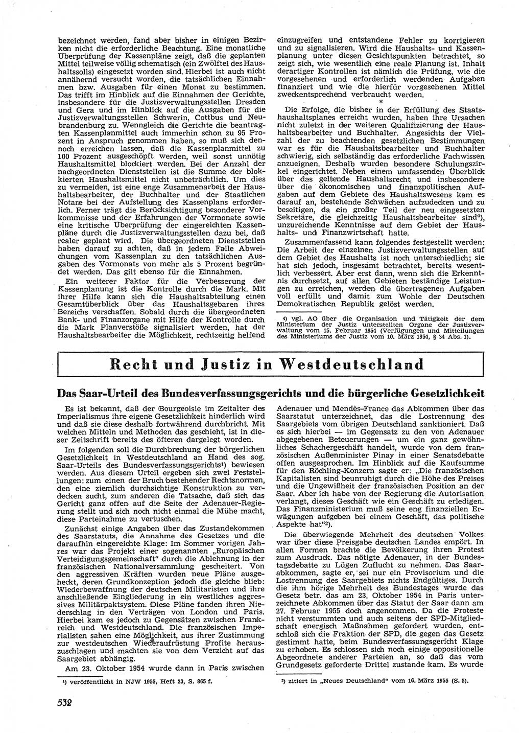 Neue Justiz (NJ), Zeitschrift für Recht und Rechtswissenschaft [Deutsche Demokratische Republik (DDR)], 9. Jahrgang 1955, Seite 532 (NJ DDR 1955, S. 532)