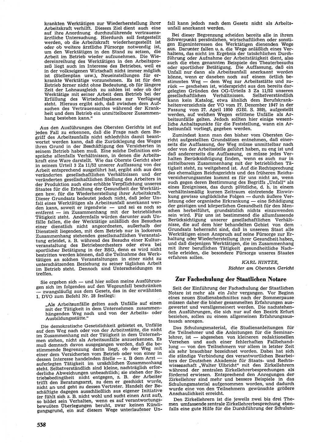 Neue Justiz (NJ), Zeitschrift für Recht und Rechtswissenschaft [Deutsche Demokratische Republik (DDR)], 9. Jahrgang 1955, Seite 538 (NJ DDR 1955, S. 538)