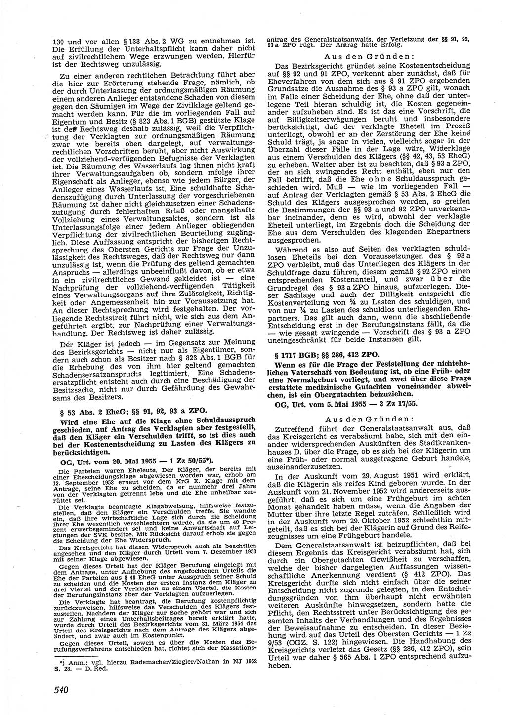 Neue Justiz (NJ), Zeitschrift für Recht und Rechtswissenschaft [Deutsche Demokratische Republik (DDR)], 9. Jahrgang 1955, Seite 540 (NJ DDR 1955, S. 540)