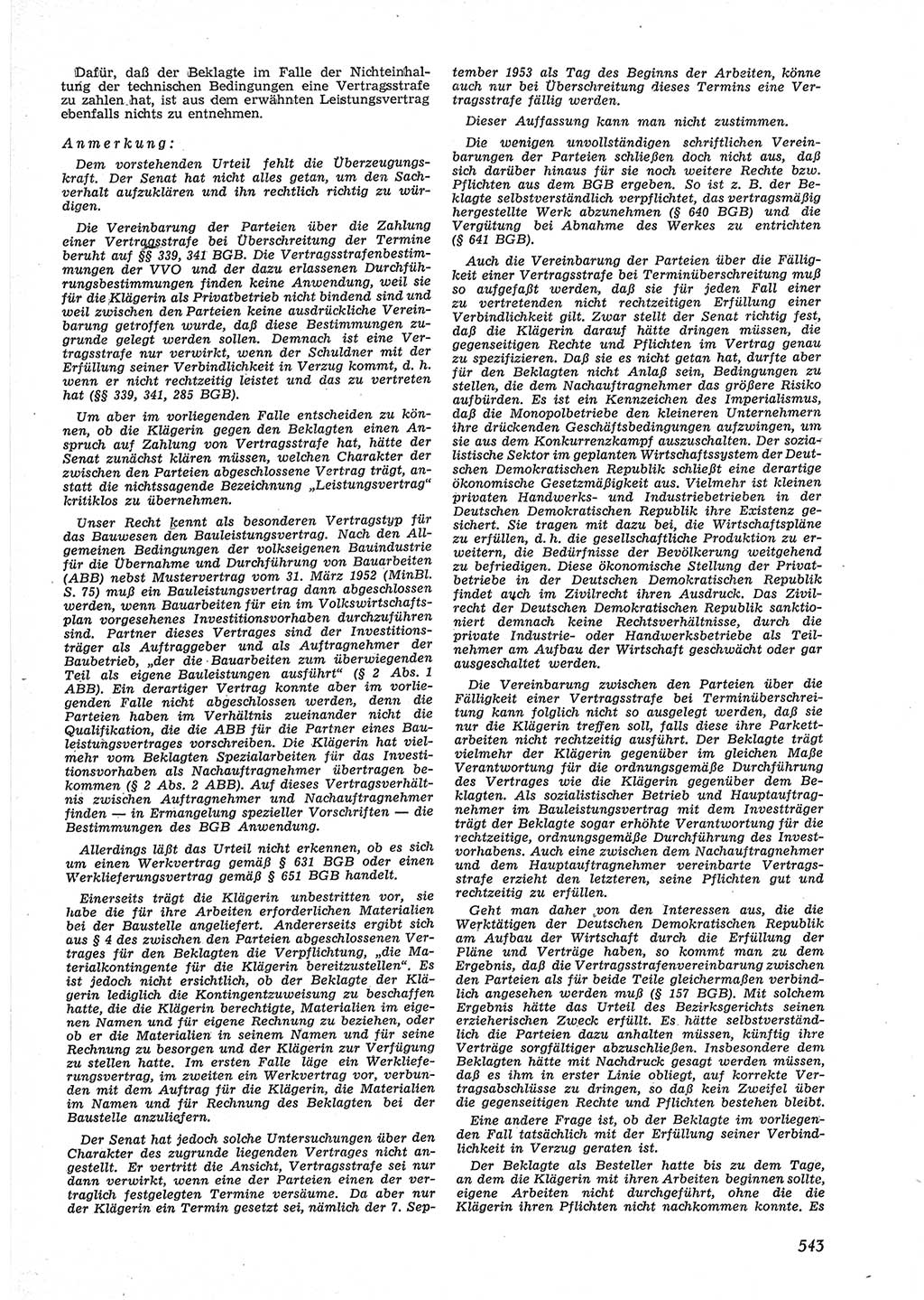 Neue Justiz (NJ), Zeitschrift für Recht und Rechtswissenschaft [Deutsche Demokratische Republik (DDR)], 9. Jahrgang 1955, Seite 543 (NJ DDR 1955, S. 543)