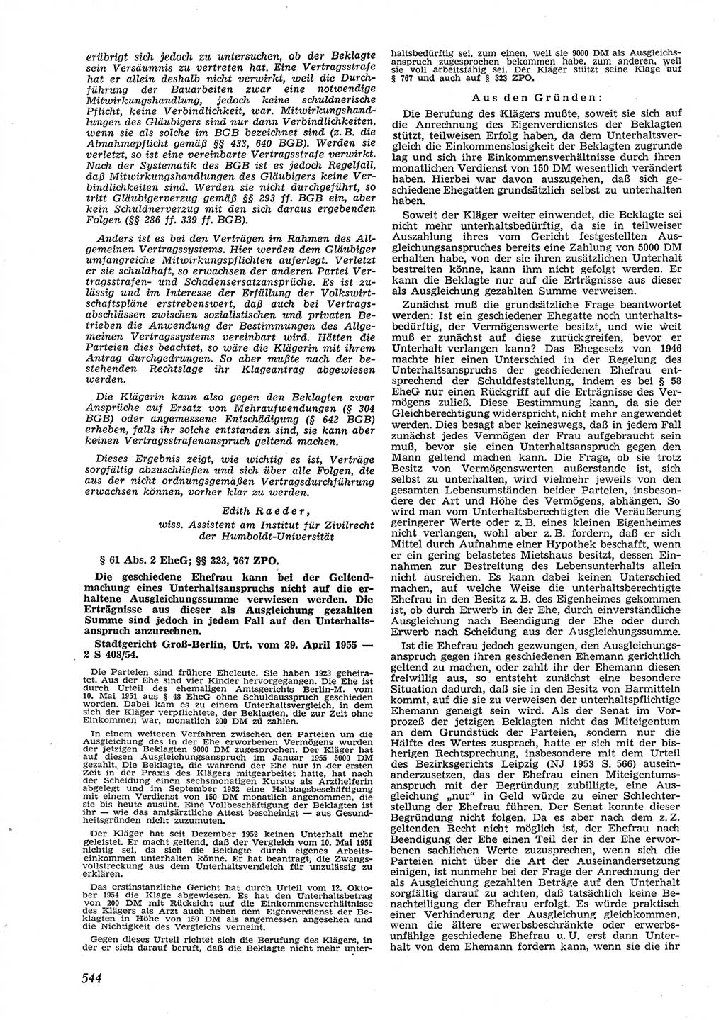 Neue Justiz (NJ), Zeitschrift für Recht und Rechtswissenschaft [Deutsche Demokratische Republik (DDR)], 9. Jahrgang 1955, Seite 544 (NJ DDR 1955, S. 544)
