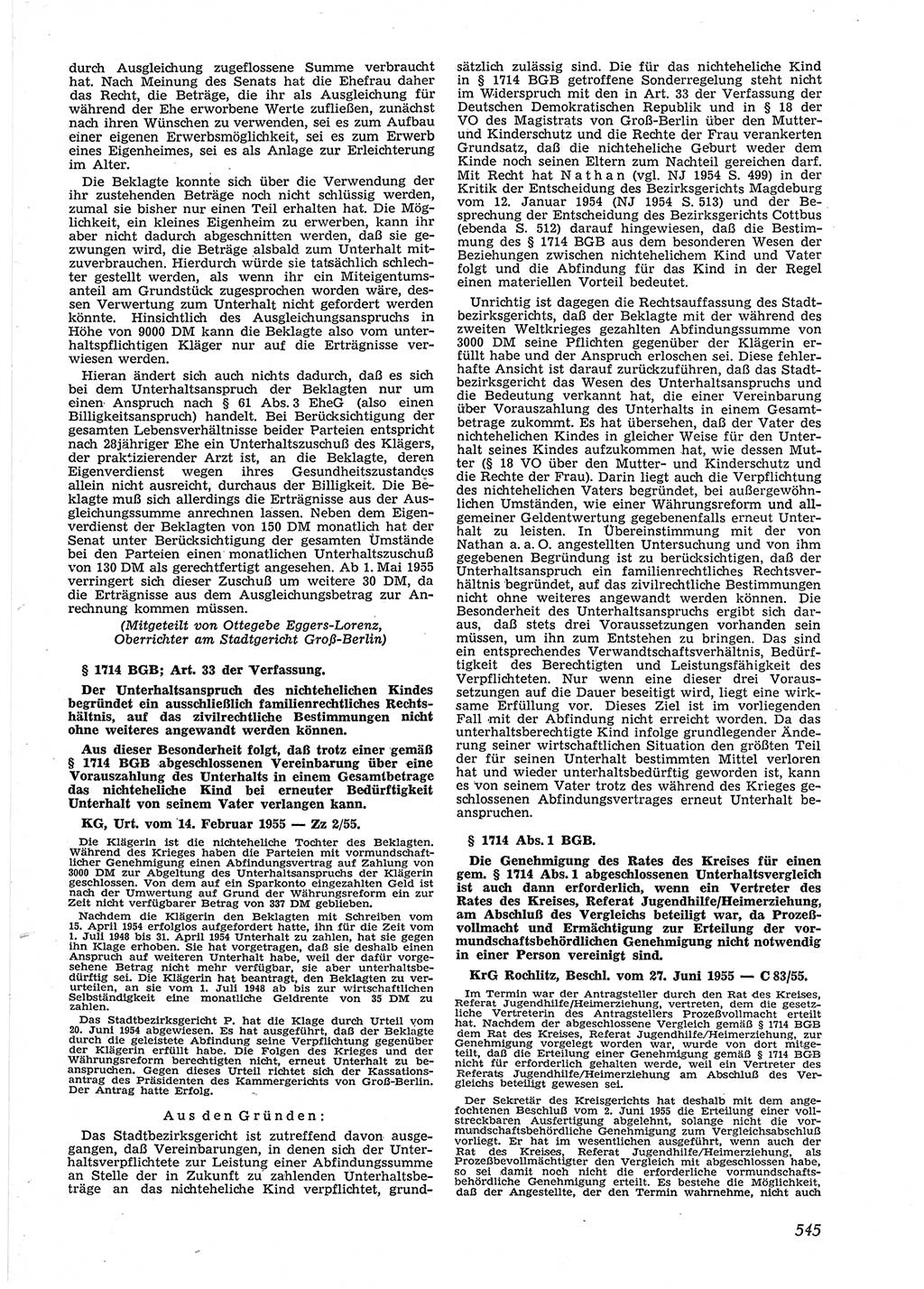 Neue Justiz (NJ), Zeitschrift für Recht und Rechtswissenschaft [Deutsche Demokratische Republik (DDR)], 9. Jahrgang 1955, Seite 545 (NJ DDR 1955, S. 545)