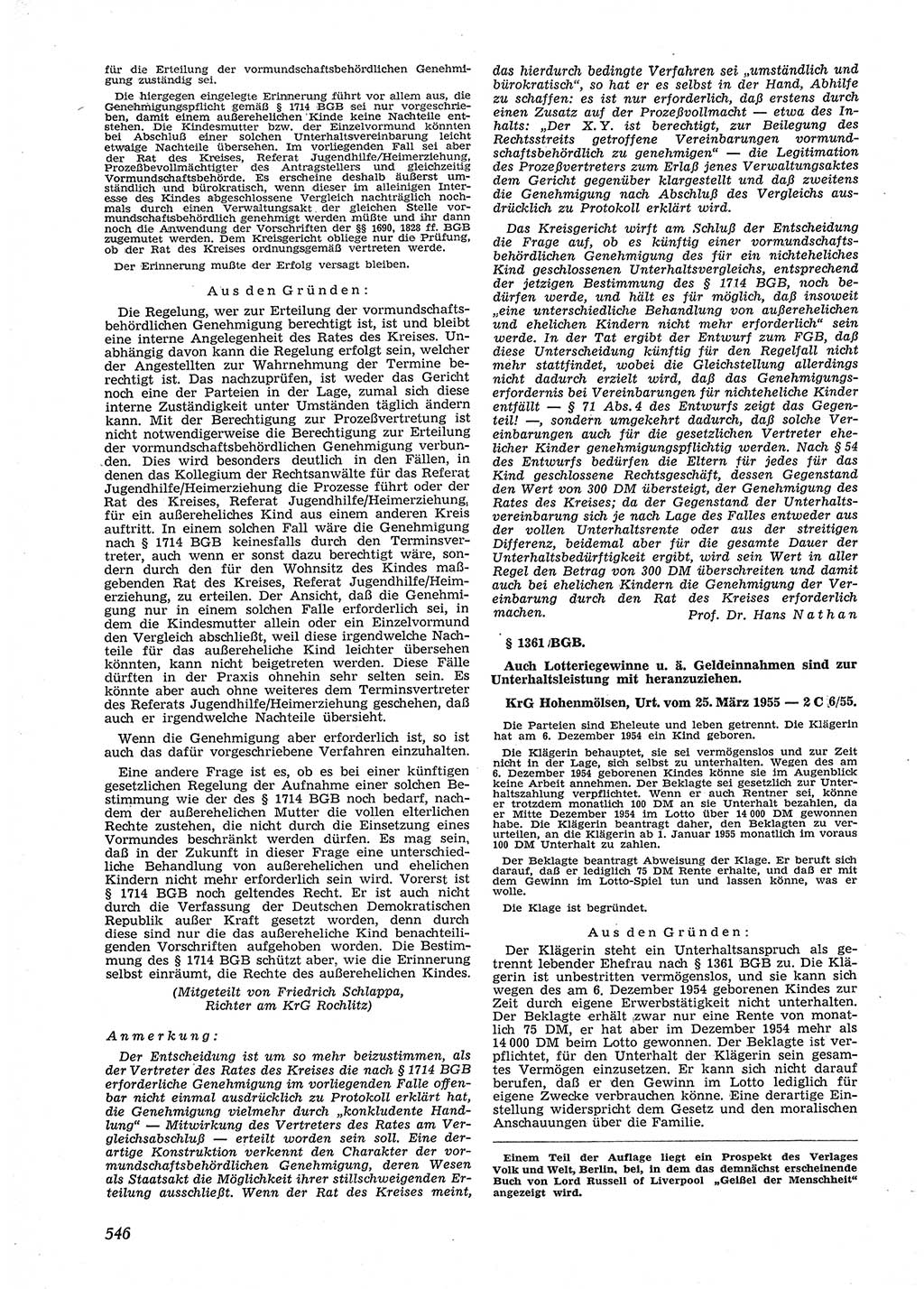 Neue Justiz (NJ), Zeitschrift für Recht und Rechtswissenschaft [Deutsche Demokratische Republik (DDR)], 9. Jahrgang 1955, Seite 546 (NJ DDR 1955, S. 546)
