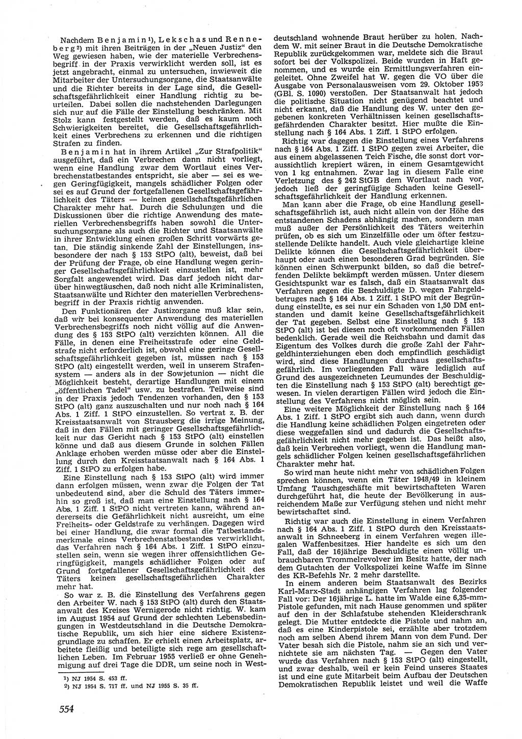 Neue Justiz (NJ), Zeitschrift für Recht und Rechtswissenschaft [Deutsche Demokratische Republik (DDR)], 9. Jahrgang 1955, Seite 554 (NJ DDR 1955, S. 554)