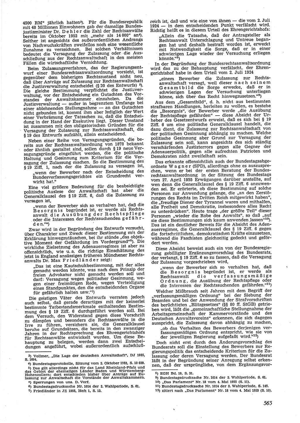 Neue Justiz (NJ), Zeitschrift für Recht und Rechtswissenschaft [Deutsche Demokratische Republik (DDR)], 9. Jahrgang 1955, Seite 563 (NJ DDR 1955, S. 563)